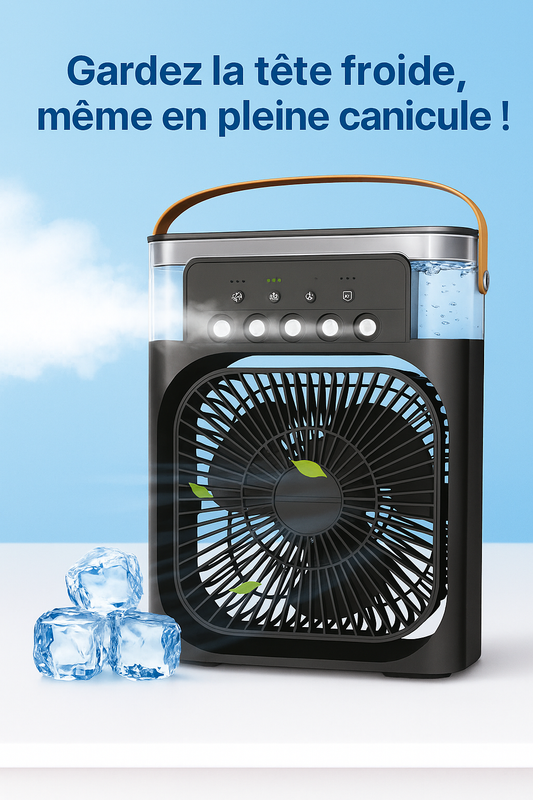IceBreeze™ – Ventilateur portable refroidissement avec Brume & LED Rechargeable